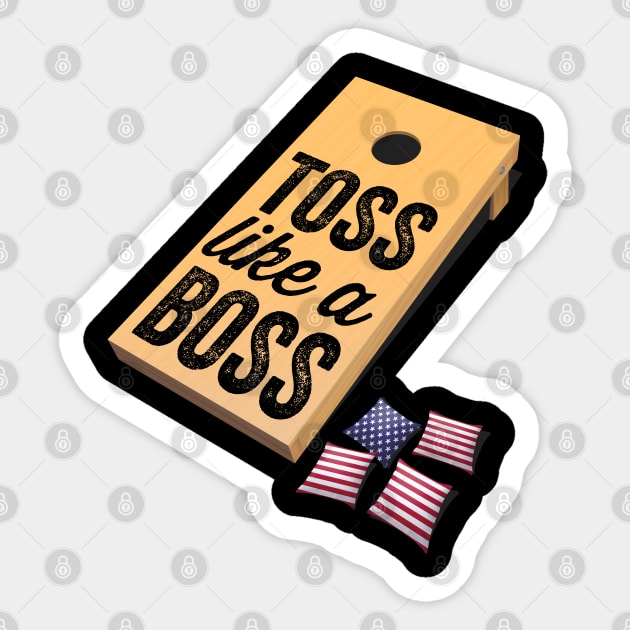 Cornhole Shirt Toss like a Boss Bean Bag Game Funny Cornhole Sticker by Happy Lime